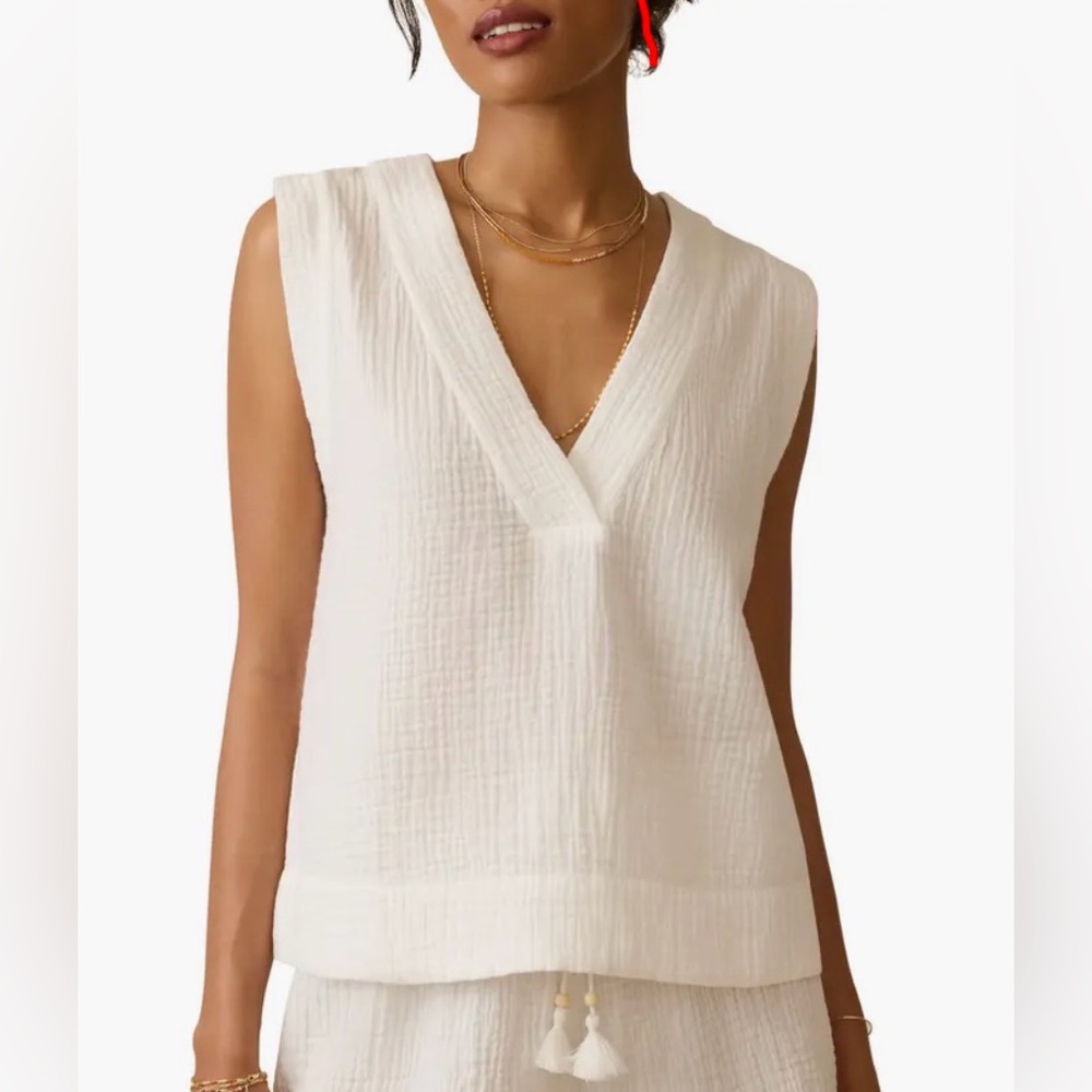 Dune Sleeveless Organic Cotton Gauze Popover Top